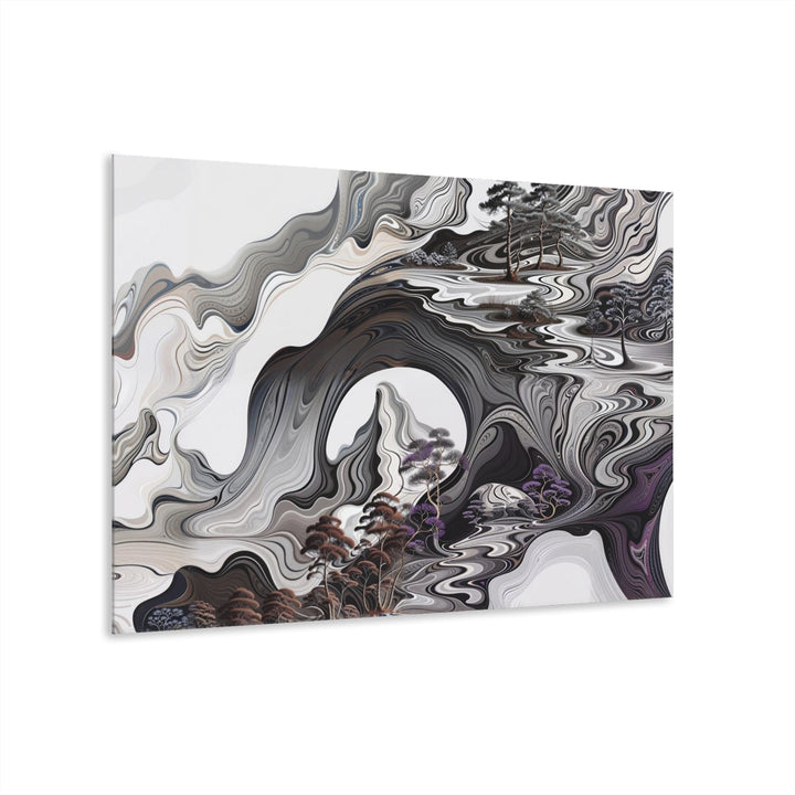 Swirling Monochrome Landscape - Acrylic Prints (French Cleat Hanging) - Home Decor - g(0D·IO) - 36" x 24" (Horizontal) - 0.25'' -