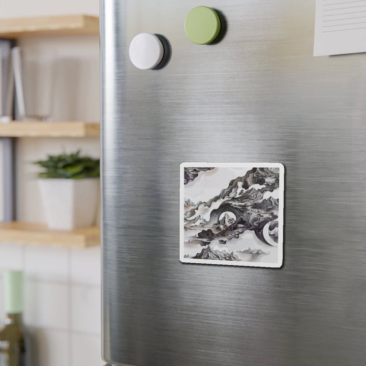 Swirling Monochrome Landscape - Die-cut Magnet - Home Decor - g(0D·IO) - 6 × 6" - Die-Cut - 1 pc