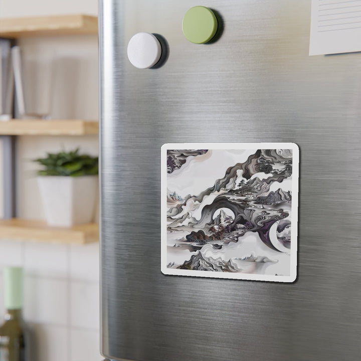 Swirling Monochrome Landscape - Die-cut Magnet - Home Decor - g(0D·IO) - 6 × 6" - Die-Cut - 1 pc