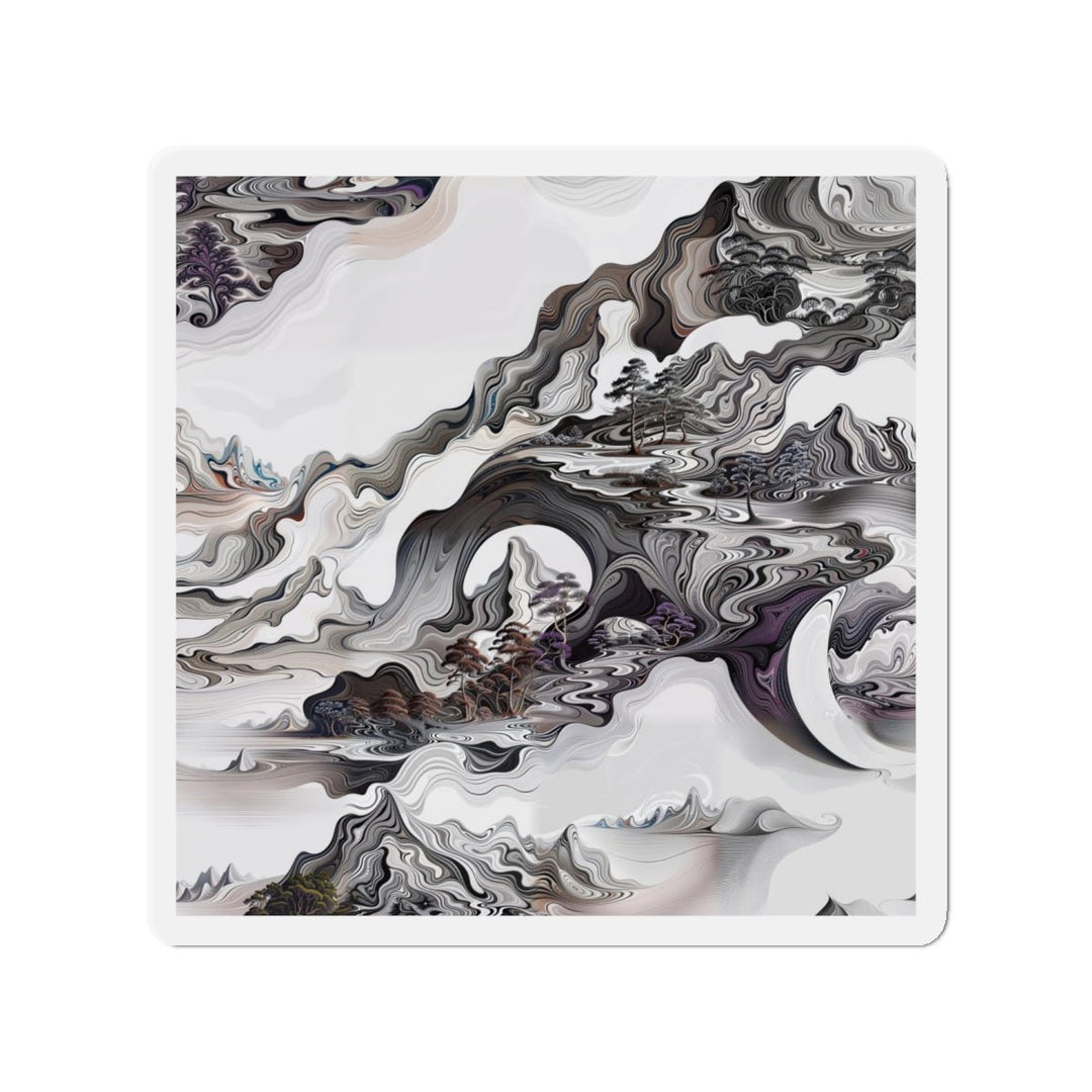 Swirling Monochrome Landscape - Die-cut Magnet - Home Decor - g(0D·IO) - 6 × 6" - Die-Cut - 1 pc