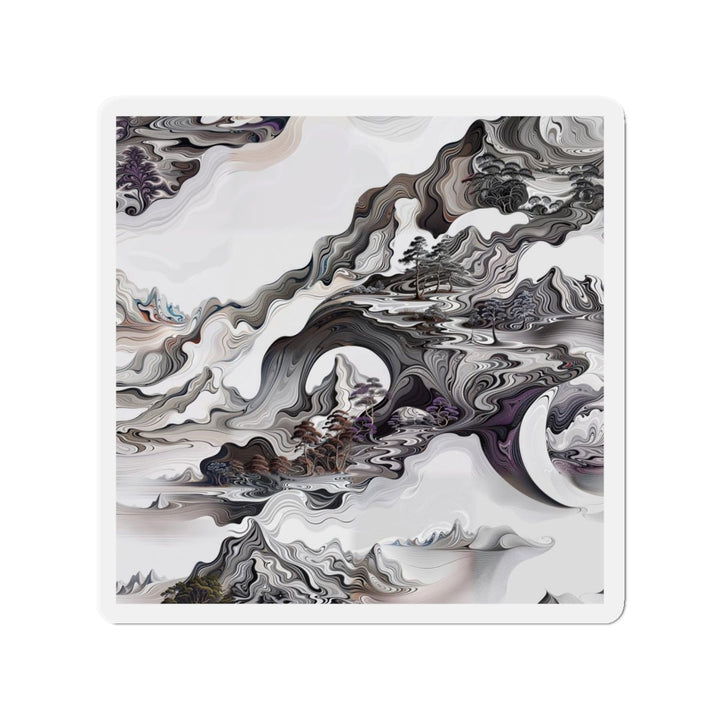 Swirling Monochrome Landscape - Die-cut Magnet - Home Decor - g(0D·IO) - 6 × 6" - Die-Cut - 1 pc