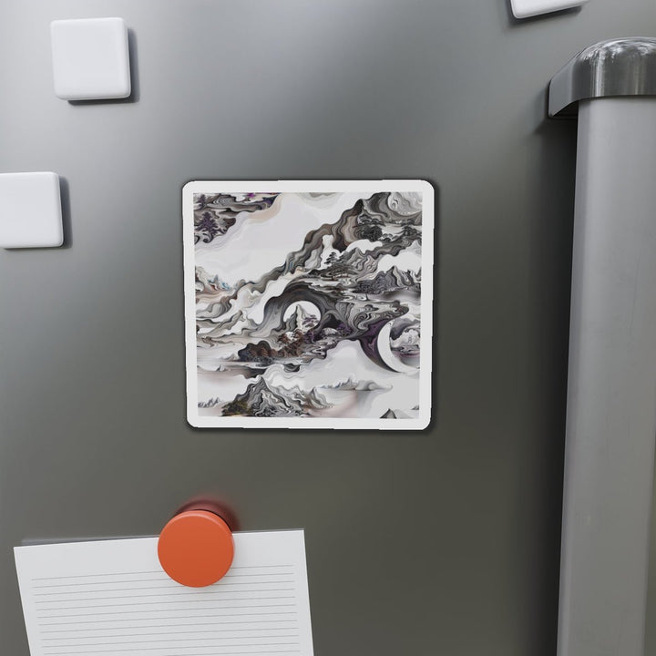 Swirling Monochrome Landscape - Die-cut Magnet - Home Decor - g(0D·IO) - 6 × 6" - Die-Cut - 1 pc