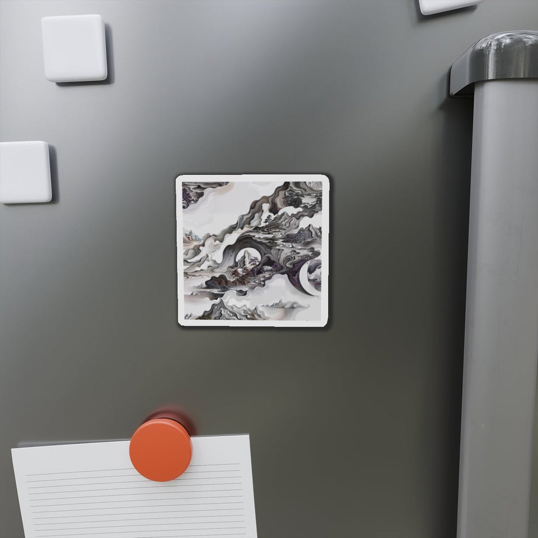 Swirling Monochrome Landscape - Die-cut Magnet - Home Decor - g(0D·IO) - 6 × 6" - Die-Cut - 1 pc