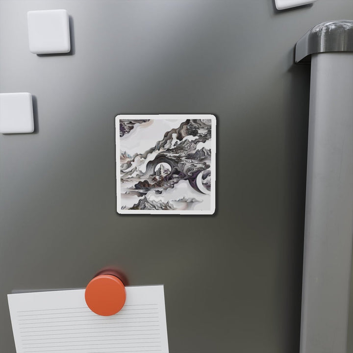 Swirling Monochrome Landscape - Die-cut Magnet - Home Decor - g(0D·IO) - 6 × 6" - Die-Cut - 1 pc