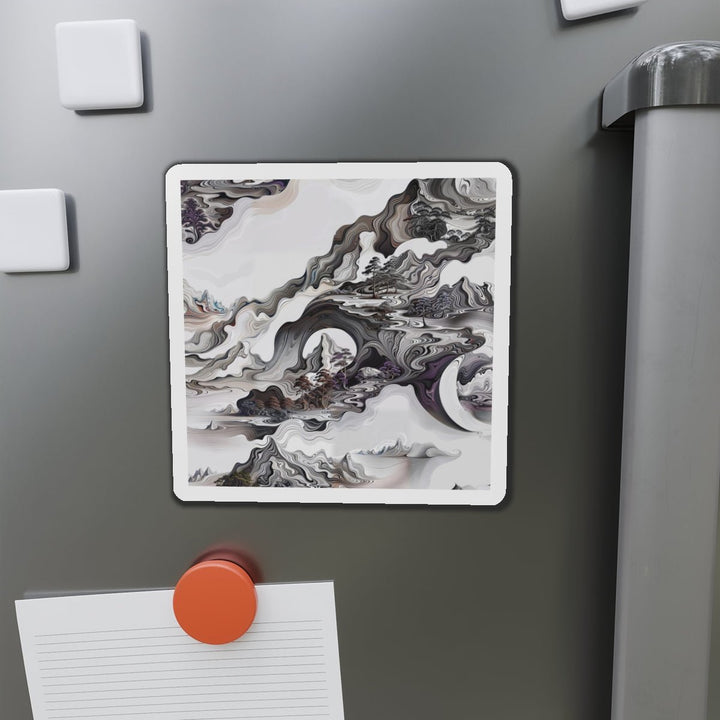 Swirling Monochrome Landscape - Die-cut Magnet - Home Decor - g(0D·IO) - 6 × 6" - Die-Cut - 1 pc