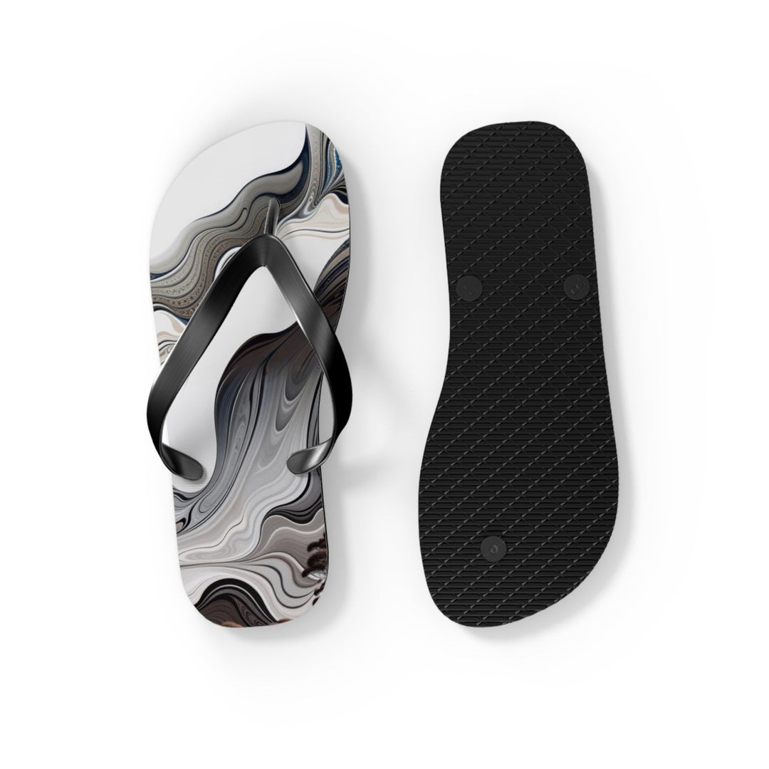 Swirling Monochrome Landscape - Flip Flops - Shoes - g(0D·IO) - XL - Black sole -