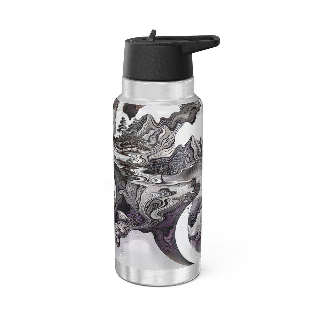 Swirling Monochrome Landscape - Gator Tumbler 32oz - Mug - g(0D·IO) - Silver - 32oz -