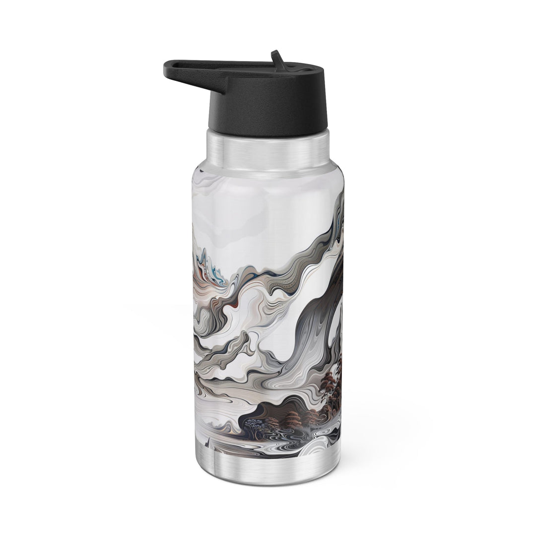 Swirling Monochrome Landscape - Gator Tumbler 32oz - Mug - g(0D·IO) - Silver - 32oz -