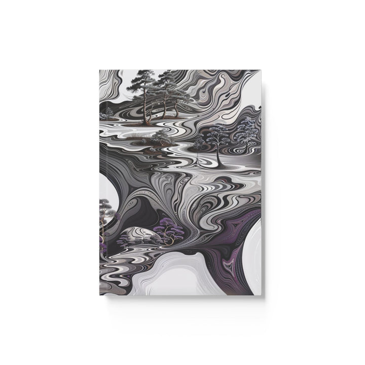 Swirling Monochrome Landscape - Hard Backed Journal - Paper products - g(0D·IO) - Graph - A5 - White