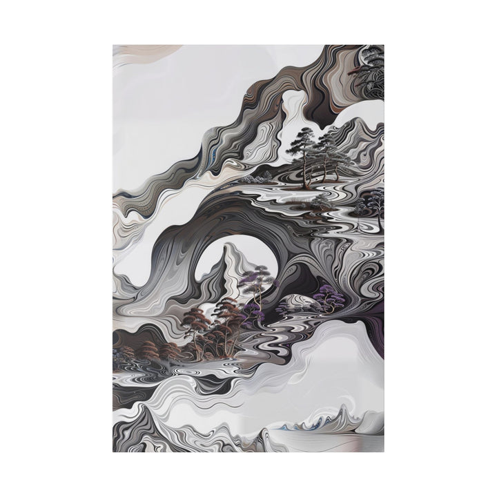 Swirling Monochrome Landscape - Matte Canvas - Canvas - g(0D·IO) - 32″ x 48″ (Vertical) - 0.75'' -