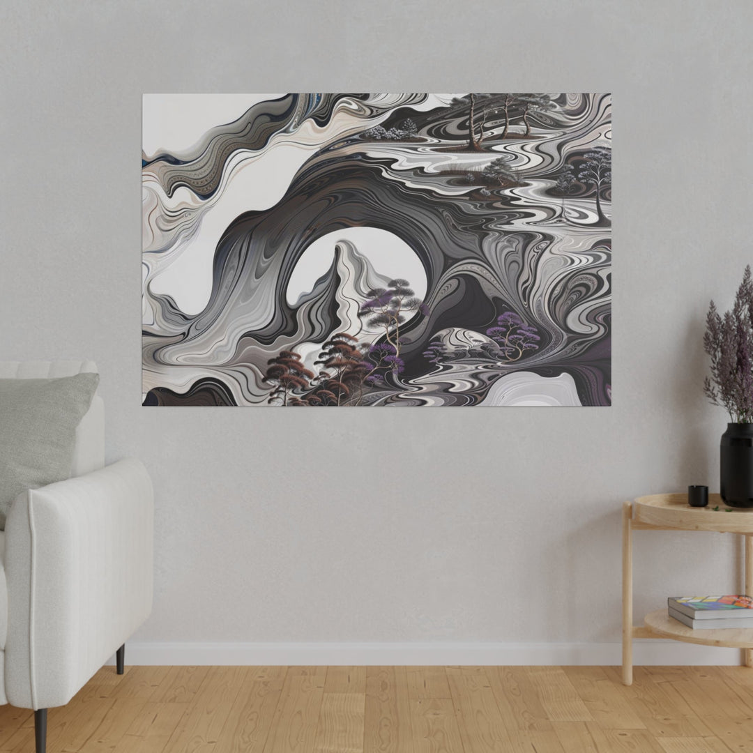 Swirling Monochrome Landscape - Matte Canvas - Canvas - g(0D·IO) - 32" x 32" (Square) - 0.75'' -