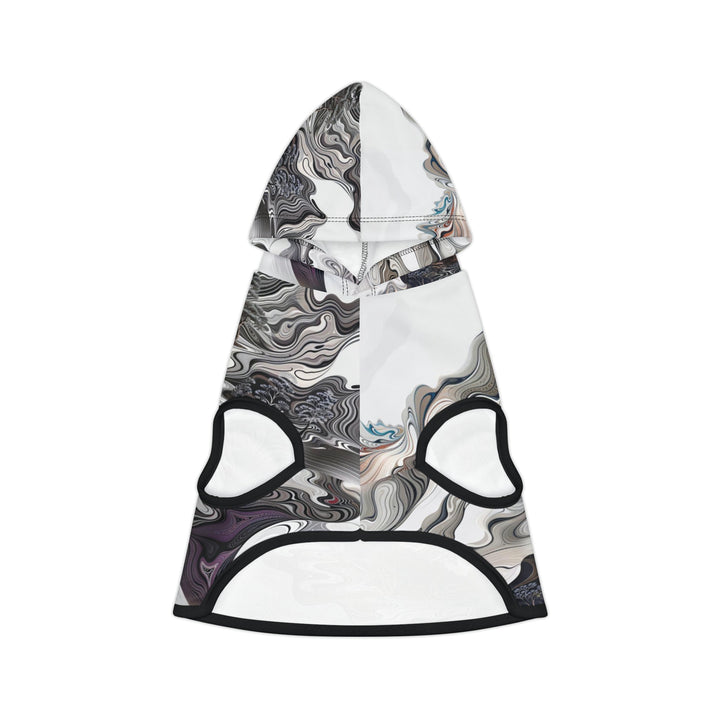 Swirling Monochrome Landscape - Pet Hoodie - Pets - g(0D·IO) - XXS - Black Rib -