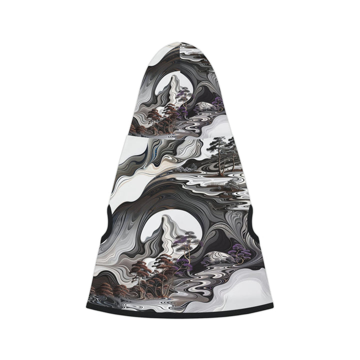 Swirling Monochrome Landscape - Pet Hoodie - Pets - g(0D·IO) - XXS - Black Rib -