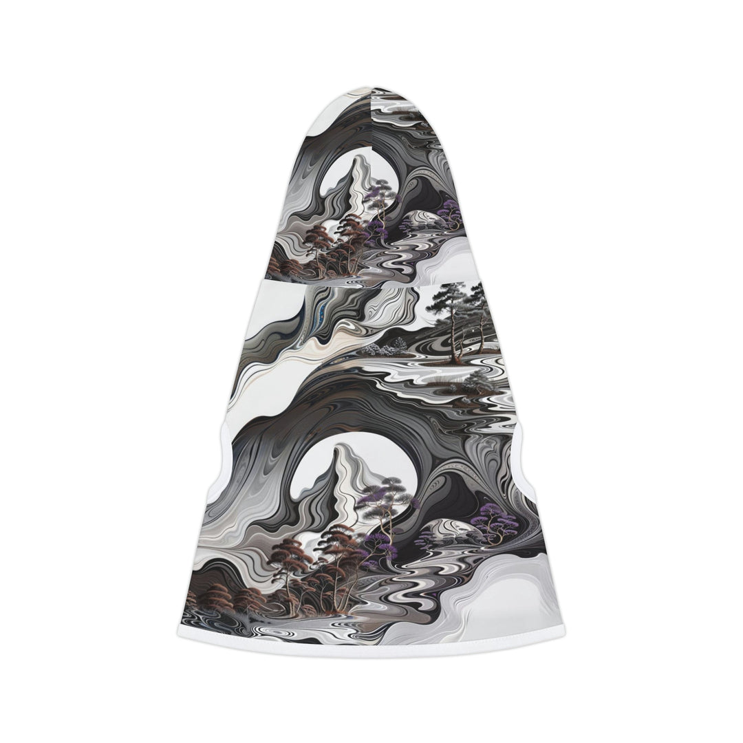 Swirling Monochrome Landscape - Pet Hoodie - Pets - g(0D·IO) - XXS - Black Rib -