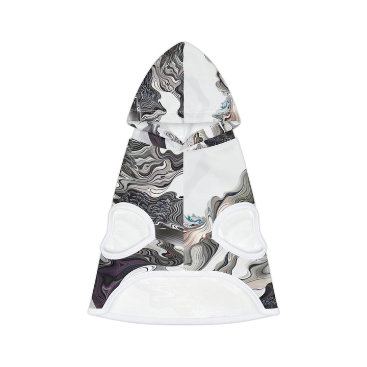 Swirling Monochrome Landscape - Pet Hoodie - Pets - g(0D·IO) - XXS - White Rib -