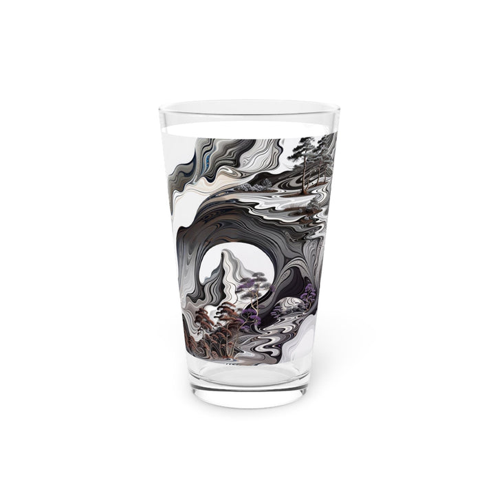 Swirling Monochrome Landscape - Pint Glass - Mug - g(0D·IO) - 16oz - -