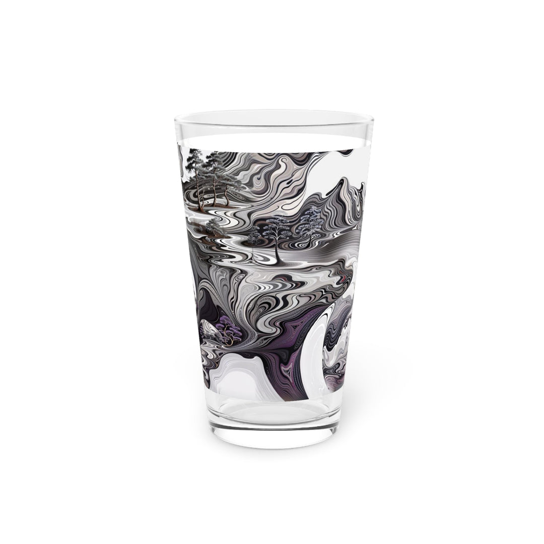 Swirling Monochrome Landscape - Pint Glass - Mug - g(0D·IO) - 16oz - -