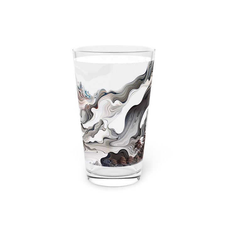 Swirling Monochrome Landscape - Pint Glass - Mug - g(0D·IO) - 16oz - -