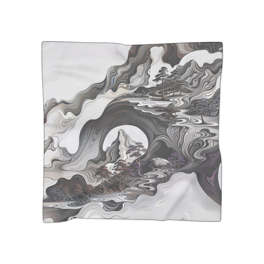 Swirling Monochrome Landscape - Poly Scarf - Accessories - g(0D·IO) - Poly voile - 25" × 25" -