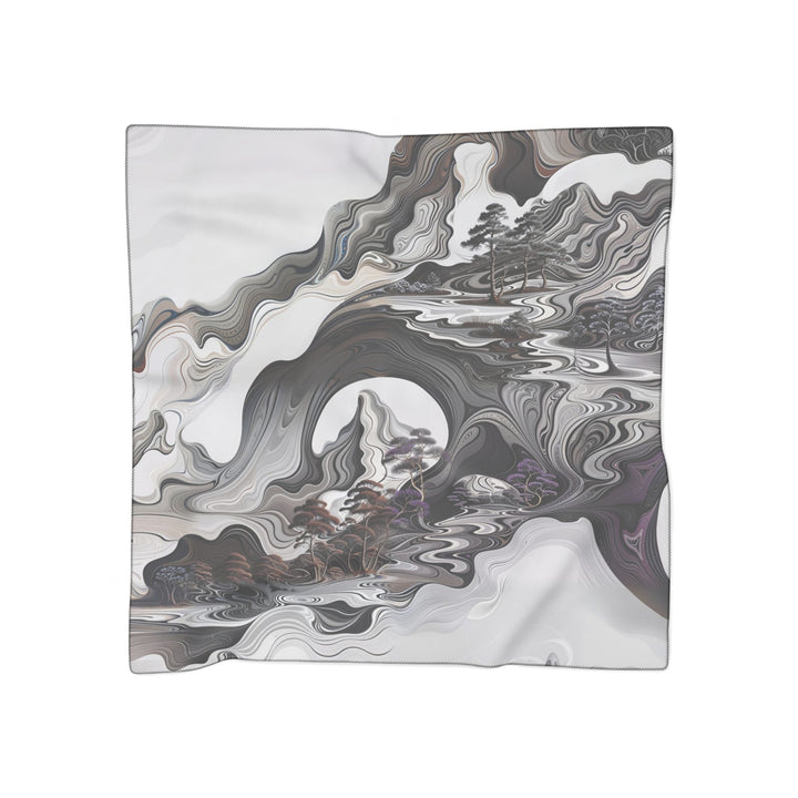 Swirling Monochrome Landscape - Poly Scarf - Accessories - g(0D·IO) - Poly chiffon - 50" × 50" -