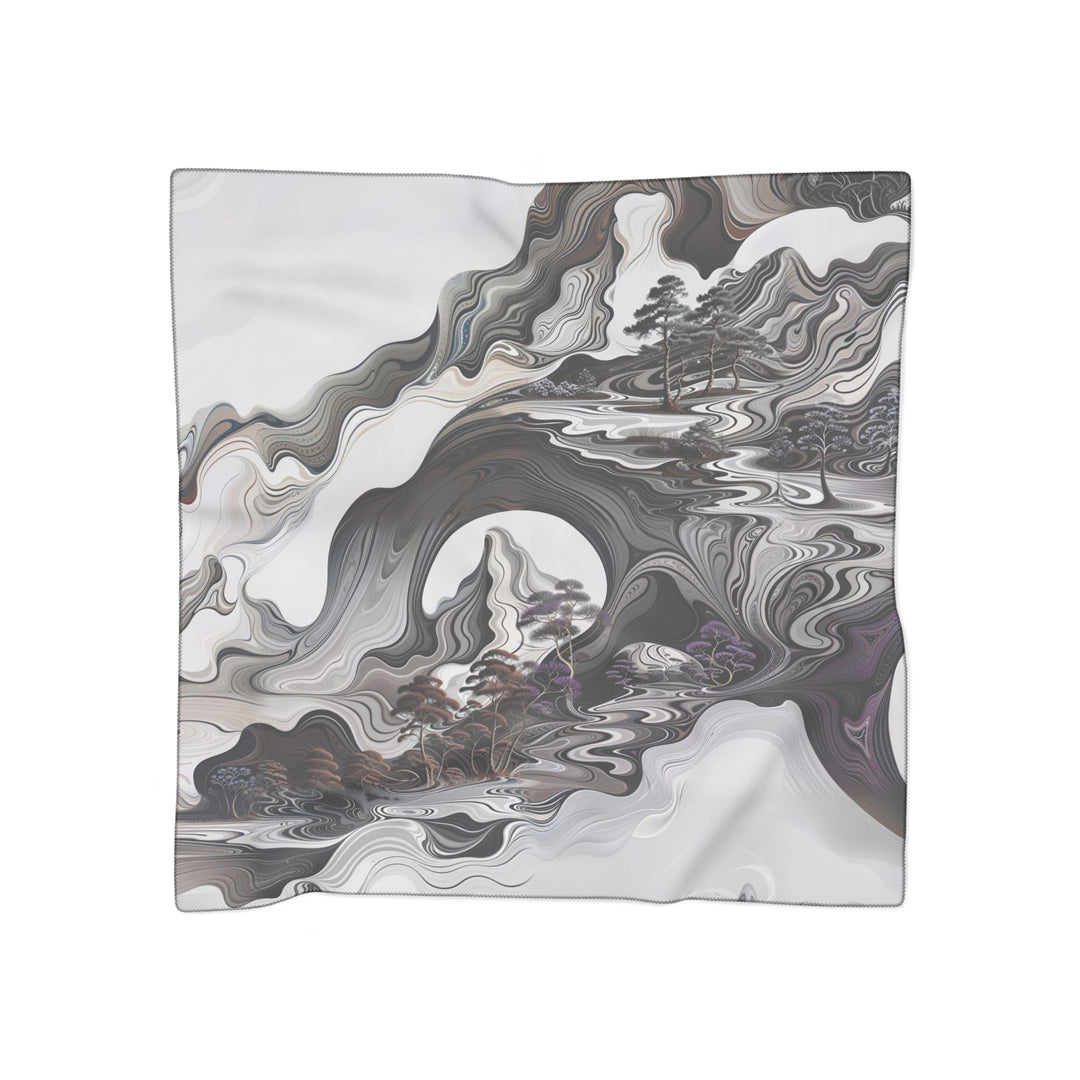 Swirling Monochrome Landscape - Poly Scarf - Accessories - g(0D·IO) - Poly voile - 50" × 50" -