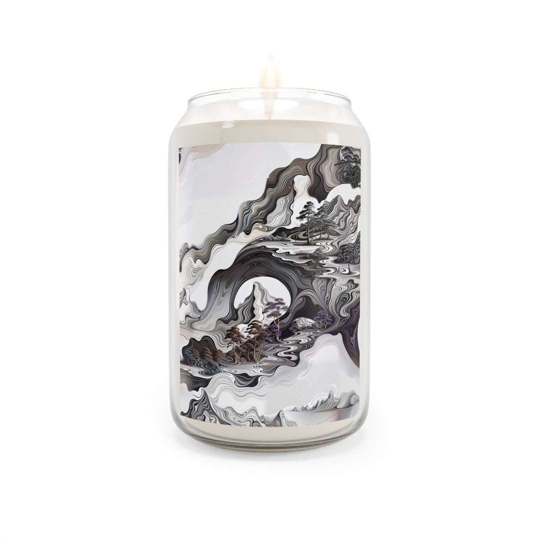 Swirling Monochrome Landscape - Scented Candle - Home Decor - g(0D·IO) - Comfort Spice - 13.75oz -