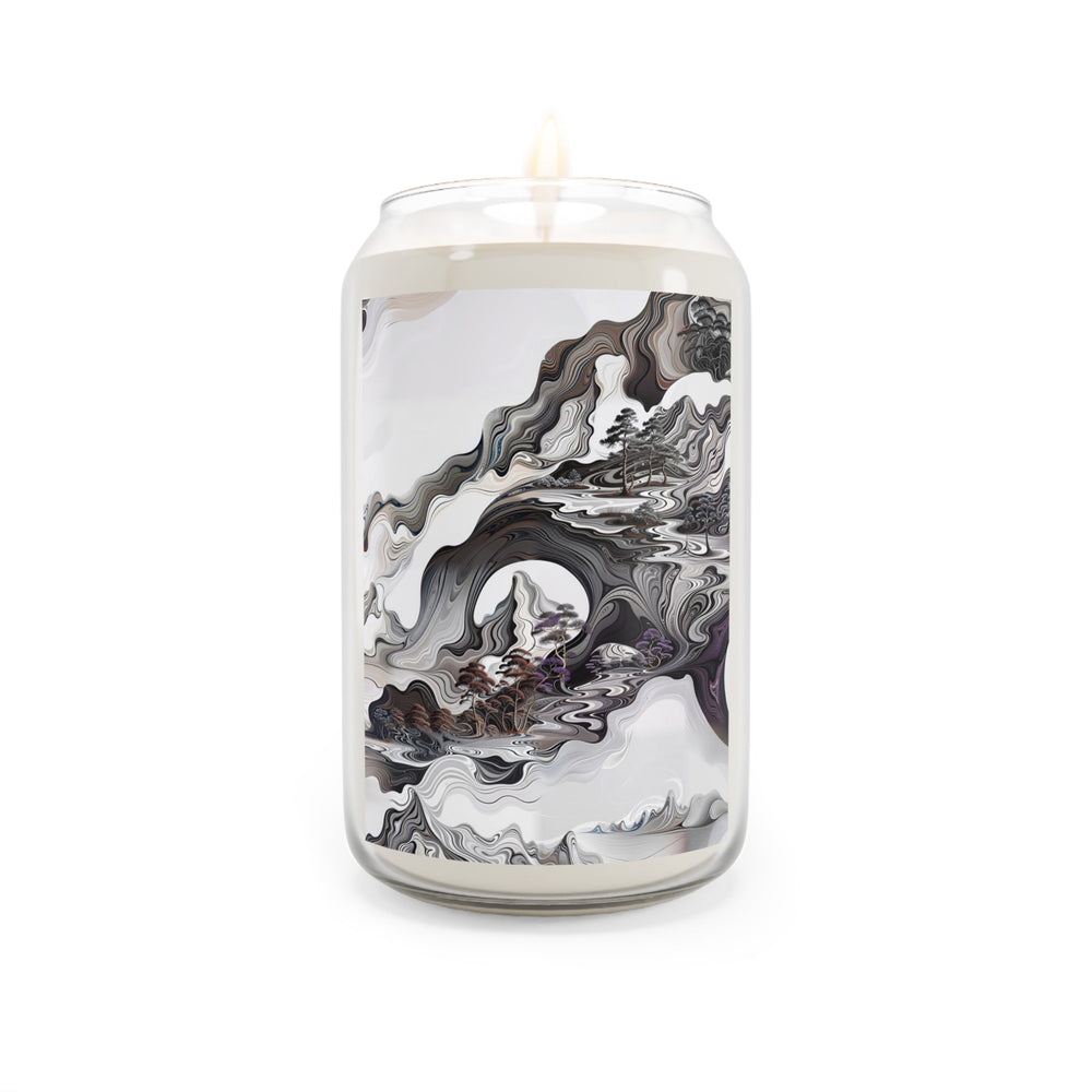 Swirling Monochrome Landscape - Scented Candle - Home Decor - g(0D·IO) - Sea Breeze - 13.75oz -