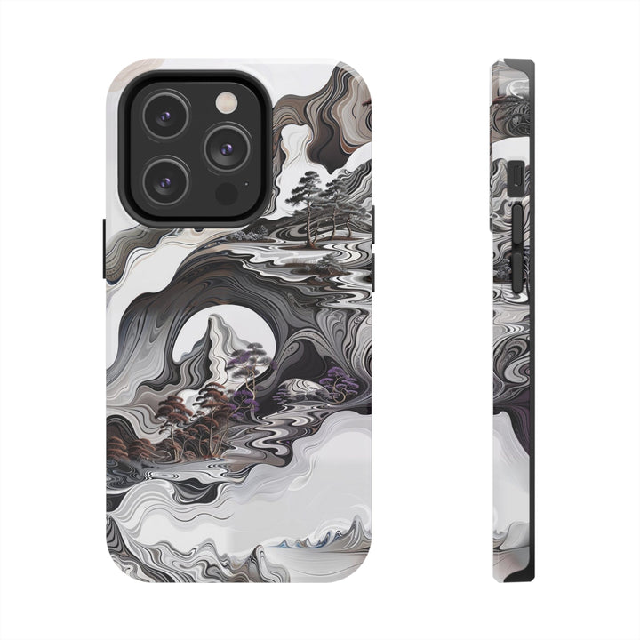 Swirling Monochrome Landscape - Tough Phone Case - Phone Case - g(0D·IO) - iPhone 14 Pro - -