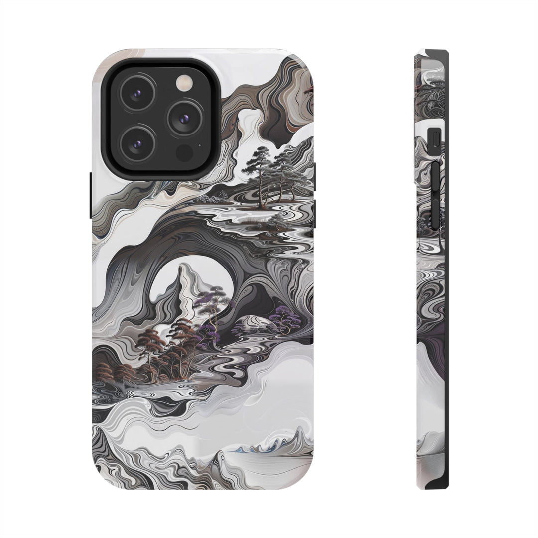 Swirling Monochrome Landscape - Tough Phone Case - Phone Case - g(0D·IO) - iPhone 14 Pro Max - -