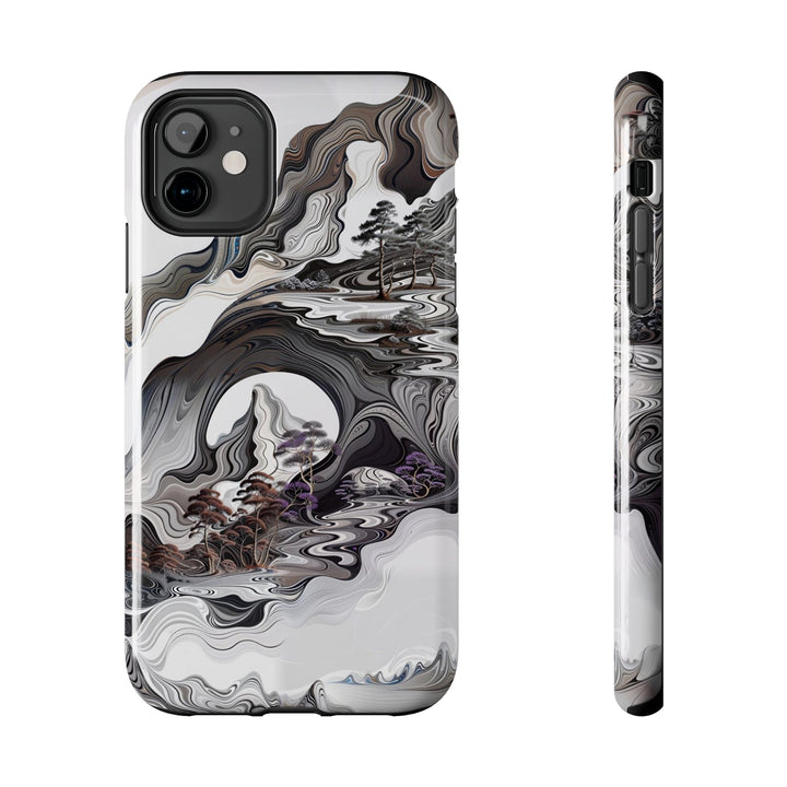 Swirling Monochrome Landscape - Tough Phone Case - Phone Case - g(0D·IO) - iPhone 11 - -