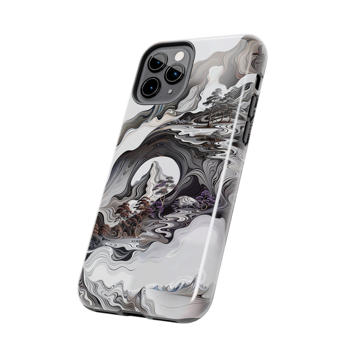 Swirling Monochrome Landscape - Tough Phone Case - Phone Case - g(0D·IO) - iPhone 13 Mini - -