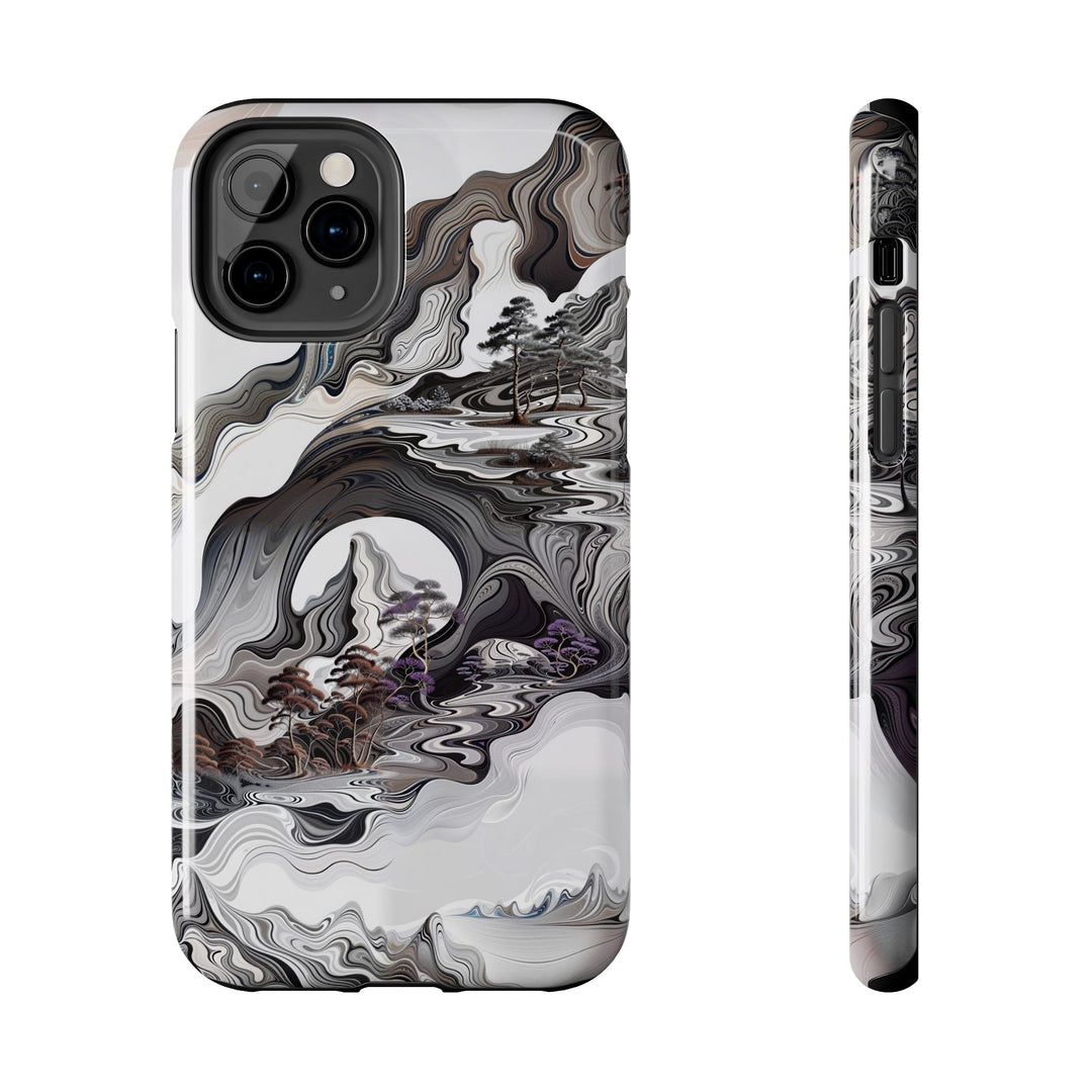 Swirling Monochrome Landscape - Tough Phone Case - Phone Case - g(0D·IO) - iPhone 11 Pro - -