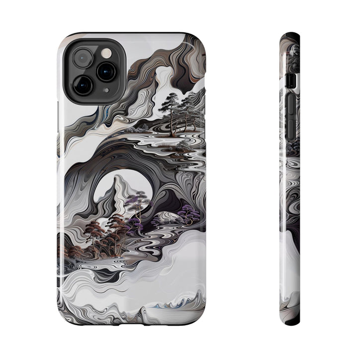 Swirling Monochrome Landscape - Tough Phone Case - Phone Case - g(0D·IO) - iPhone 11 Pro Max - -