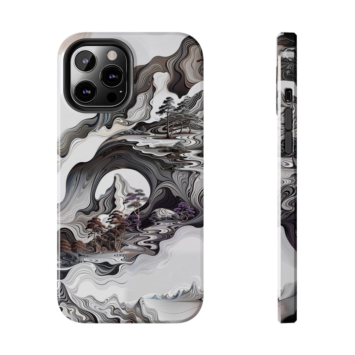 Swirling Monochrome Landscape - Tough Phone Case - Phone Case - g(0D·IO) - iPhone 12 Pro Max - -