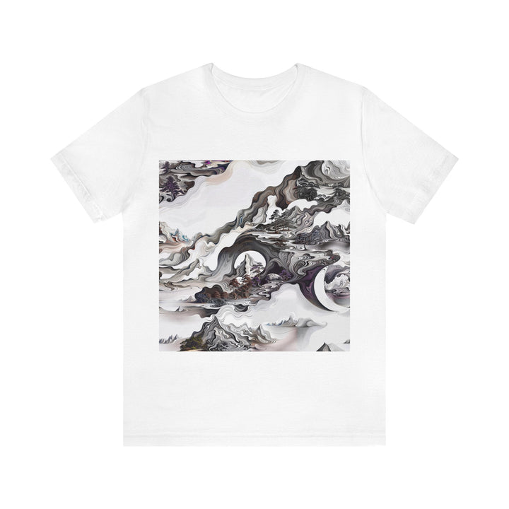 Swirling Monochrome Landscape - Unisex Jersey Short Sleeve Tee - T-Shirt - g(0D·IO) - White - S -