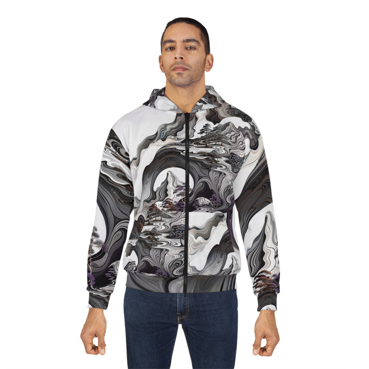 Swirling Monochrome Landscape - Unisex Zip Hoodie - All Over Prints - g(0D·IO) - XS - -