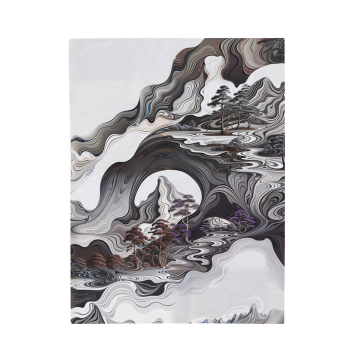 Swirling Monochrome Landscape - Velveteen Plush Blanket - All Over Prints - g(0D·IO) - 30" × 40" - -