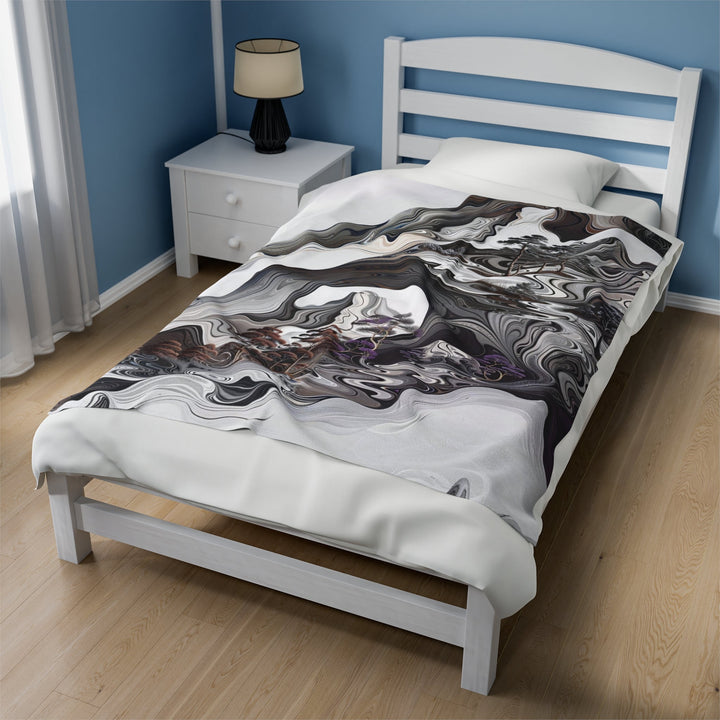 Swirling Monochrome Landscape - Velveteen Plush Blanket - All Over Prints - g(0D·IO) - 30" × 40" - -