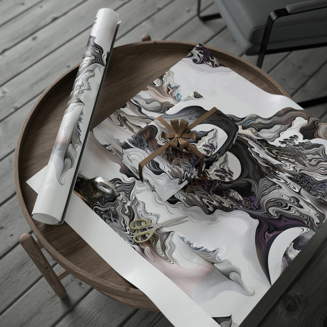 Swirling Monochrome Landscape - Wrapping Paper - Home Decor - g(0D·IO) - 30'' x 72'' - Matte -