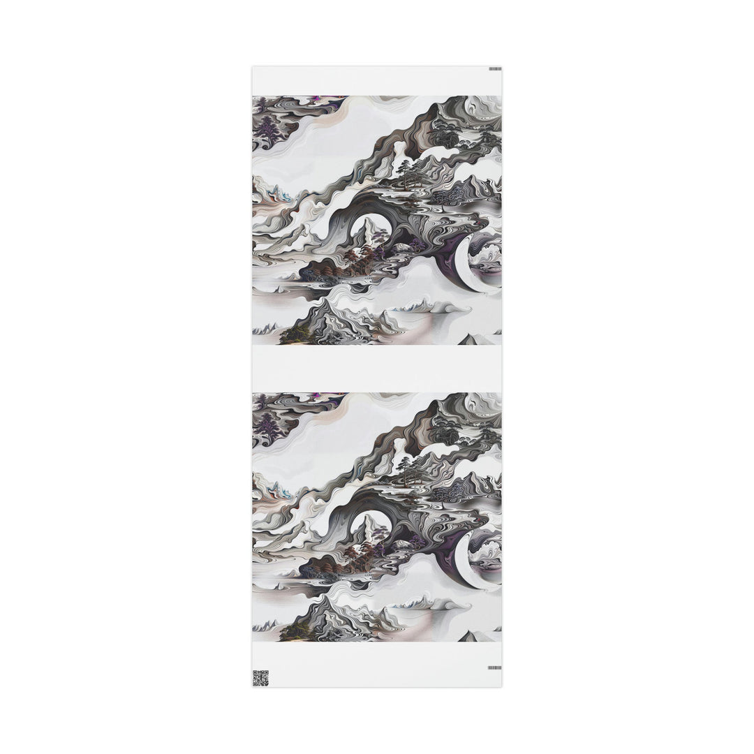 Swirling Monochrome Landscape - Wrapping Paper - Home Decor - g(0D·IO) - 30'' x 72'' - Matte -