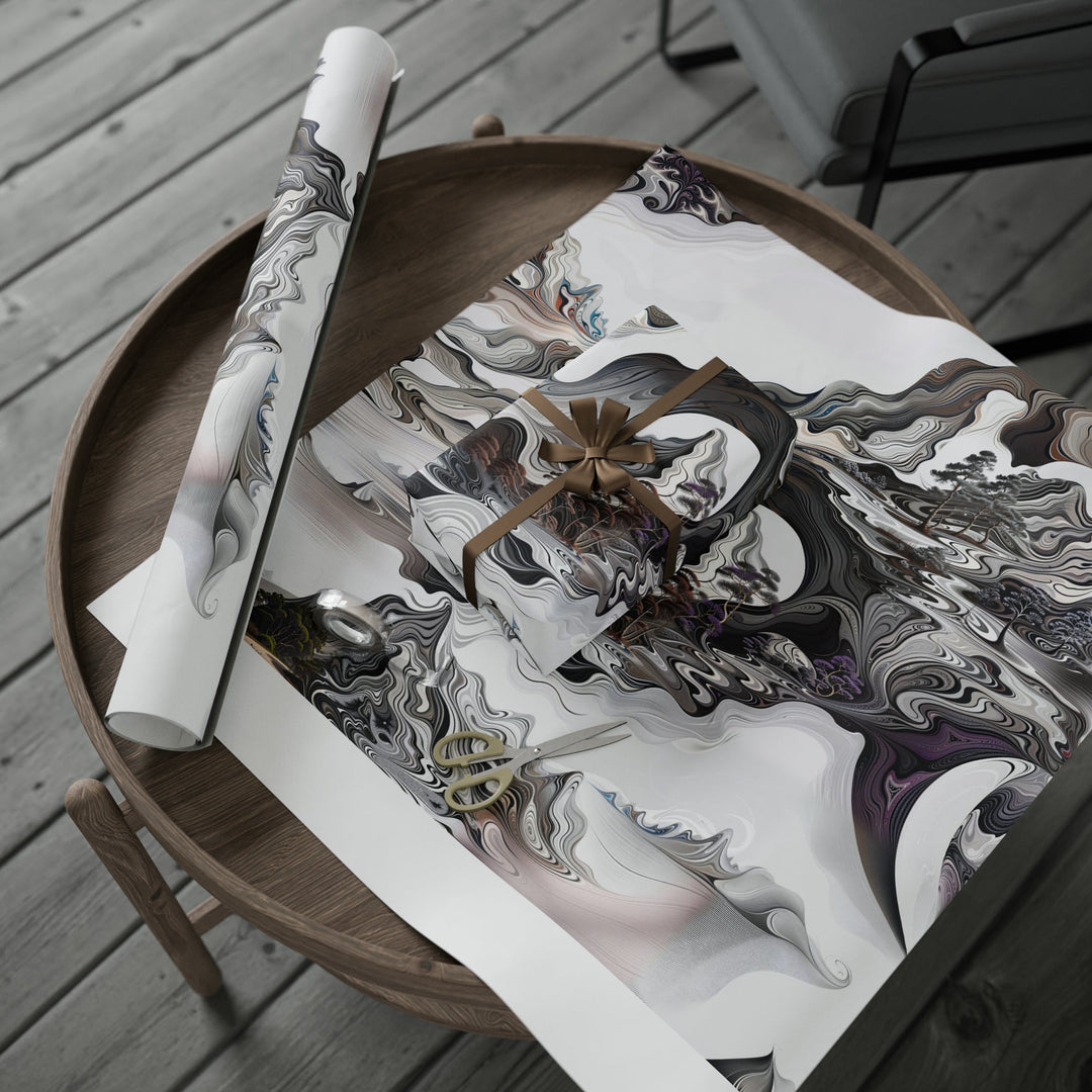 Swirling Monochrome Landscape - Wrapping Paper - Home Decor - g(0D·IO) - 30'' x 72'' - Matte -