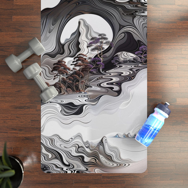 Swirling Monochrome Landscape - Yoga Mat - Home Decor - g(0D·IO) - 24” x 68” - -