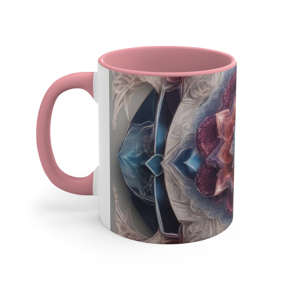 Symmetrical Crystal Bloom - Accent Coffee Mug - Mug - g(0D·IO) - Pink - 11oz -