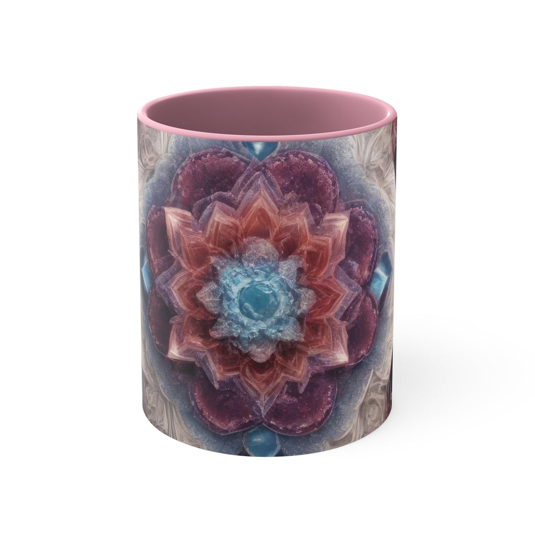 Symmetrical Crystal Bloom - Accent Coffee Mug - Mug - g(0D·IO) - Pink - 11oz -