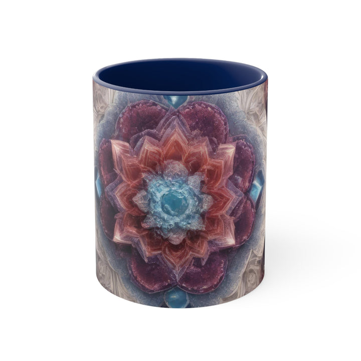 Symmetrical Crystal Bloom - Accent Coffee Mug - Mug - g(0D·IO) - Navy - 11oz -