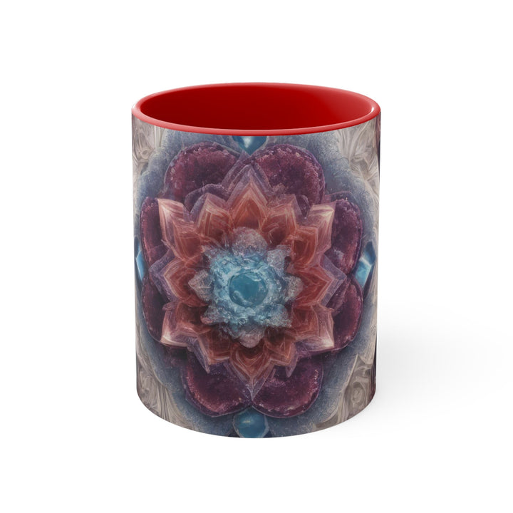 Symmetrical Crystal Bloom - Accent Coffee Mug - Mug - g(0D·IO) - Red - 11oz -