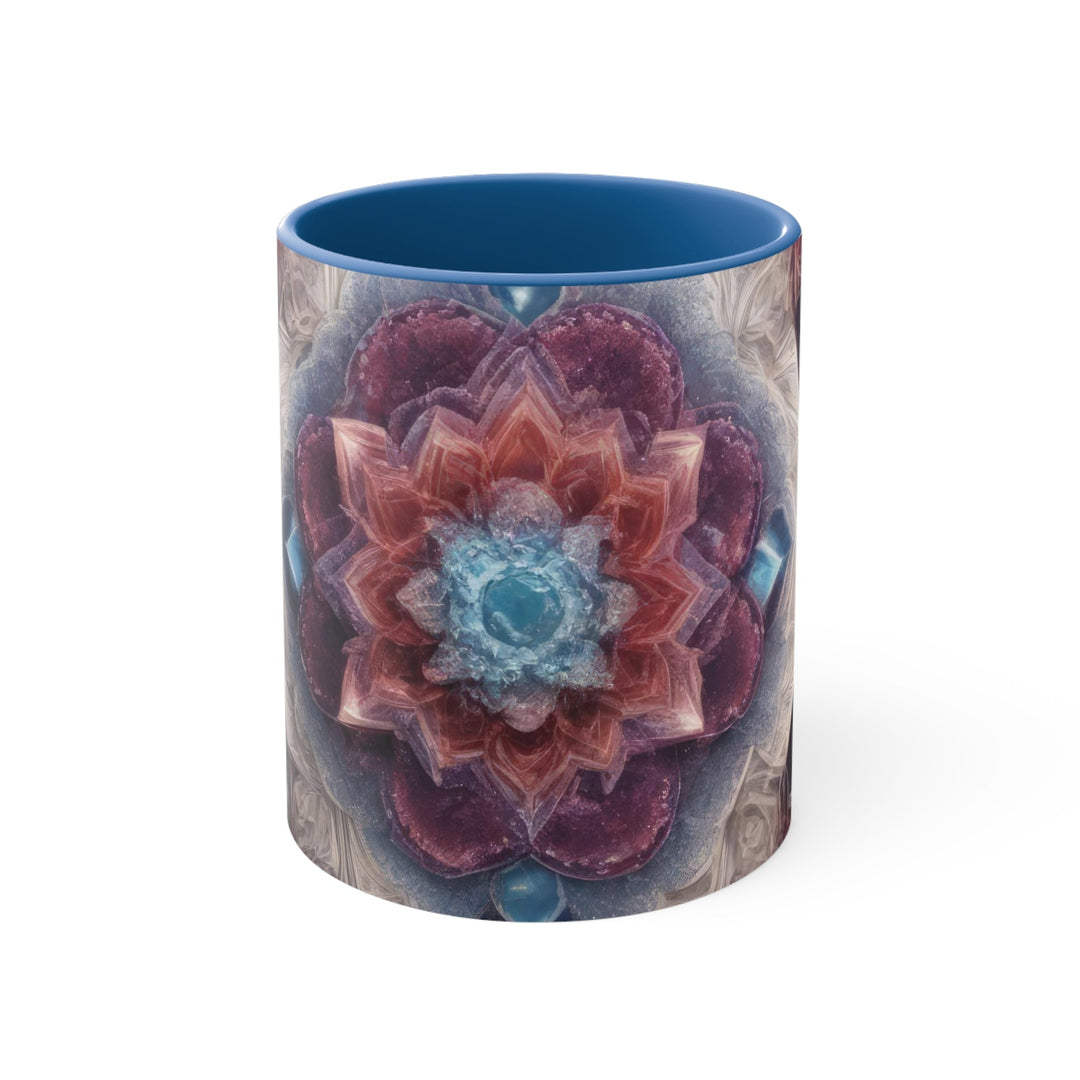 Symmetrical Crystal Bloom - Accent Coffee Mug - Mug - g(0D·IO) - Blue - 11oz -