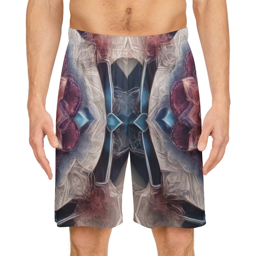 Symmetrical Crystal Bloom - AOP Basketball Shorts - All Over Prints - g(0D·IO) - Seam thread color automatically matched to design - XS -