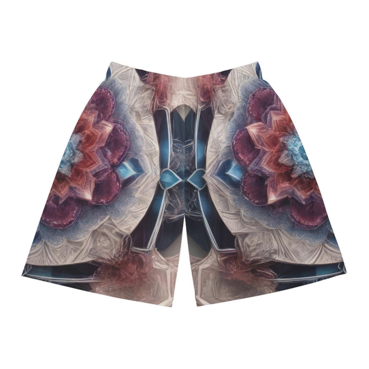 Symmetrical Crystal Bloom - AOP Basketball Shorts - All Over Prints - g(0D·IO) - Seam thread color automatically matched to design - XS -