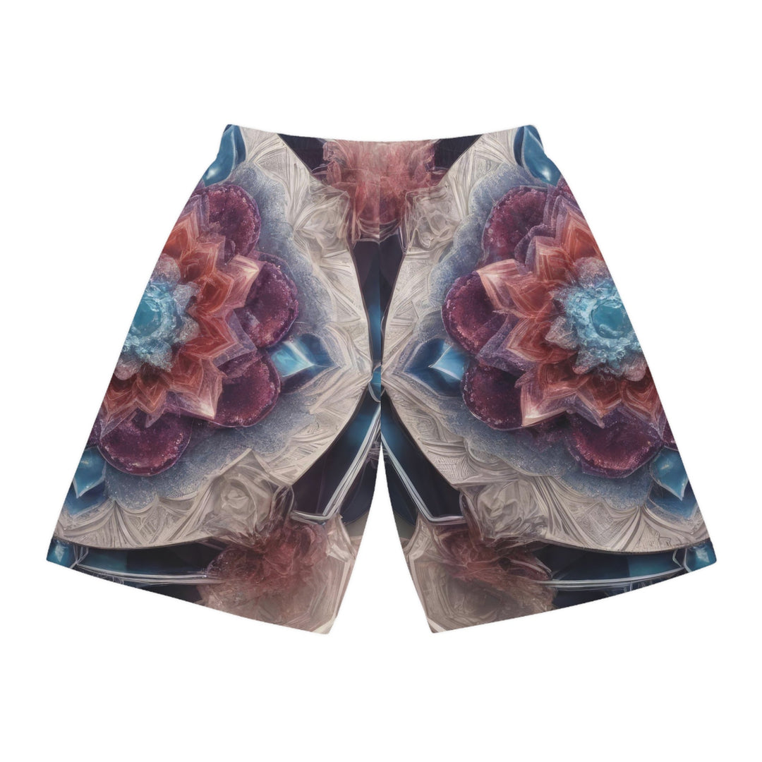 Symmetrical Crystal Bloom - AOP Basketball Shorts - All Over Prints - g(0D·IO) - Seam thread color automatically matched to design - XS -